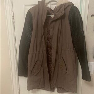 Mossimo Brown and Black Hooded Coat